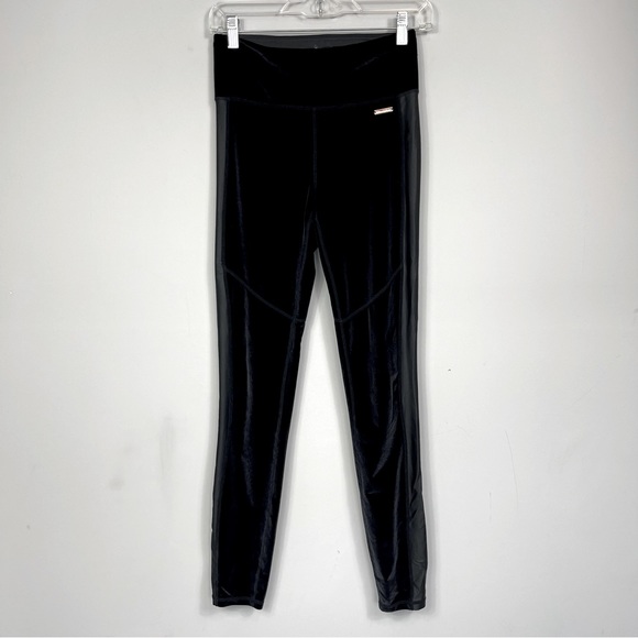 Sweaty Betty Velvet High Waisted Rise Leggings Side Stipe Velour Pants Black S - Picture 6 of 16